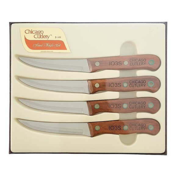 VTG Chicago Cutlery 4 piece Walnut Traditional Steak Knife Set 103S B144 NEW NIB - Picture 1 of 5